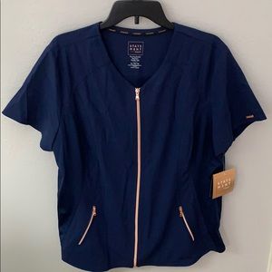 Cherokee V-Neck Zip Front Scrub Top NWT